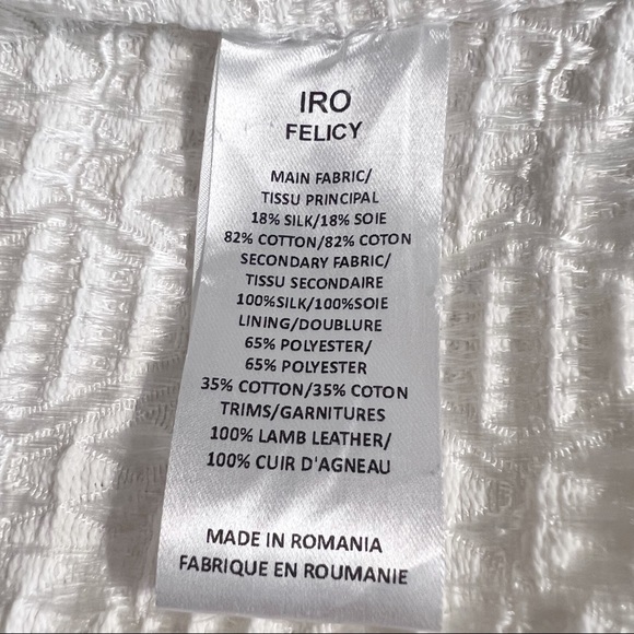 IRO • Kendall Jenner • Felicy Ivory Jacquard Silk Lamb Leather Trim Moto Jacket - Picture 11 of 16